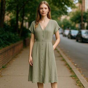 Elegant Olive Green Dress